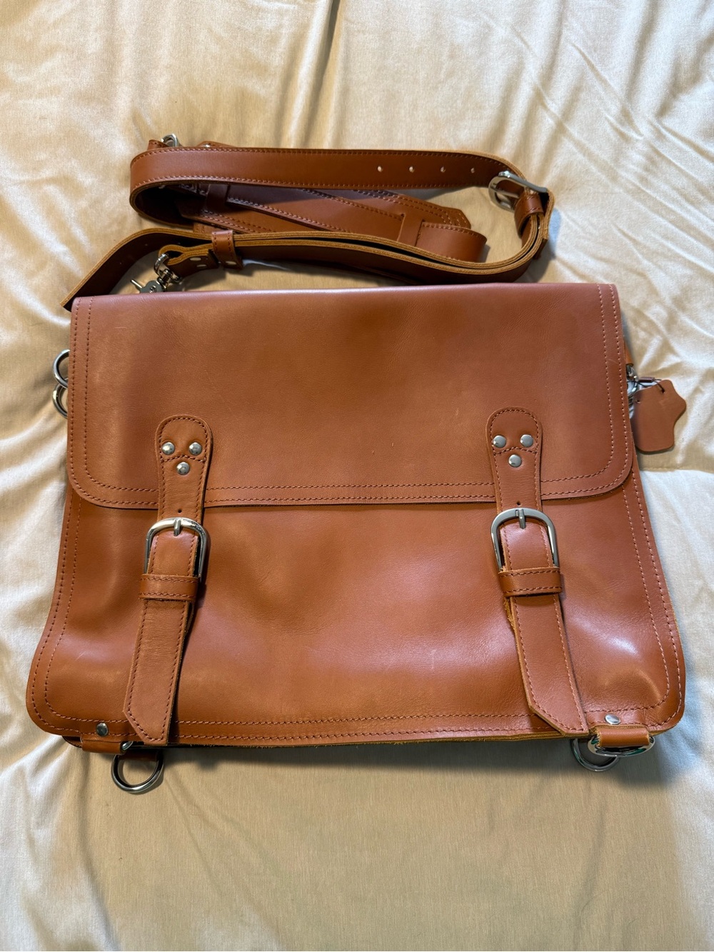 Genuine Leather Men's Messenger Bag - Brown